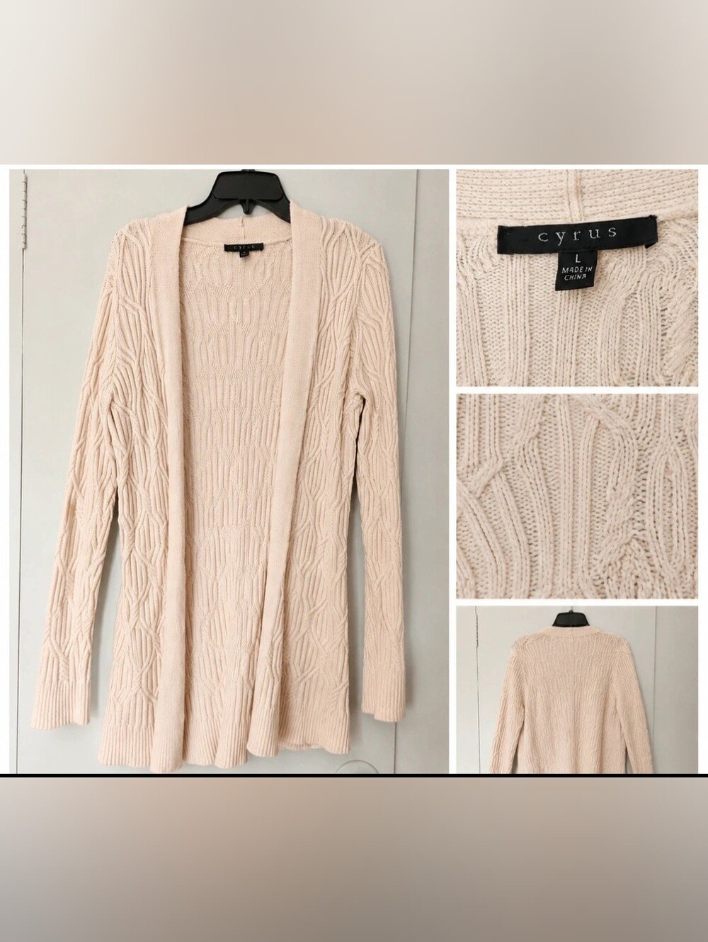 Cyrus Cream Cable-Knit Open Cardigan Sweater - Women